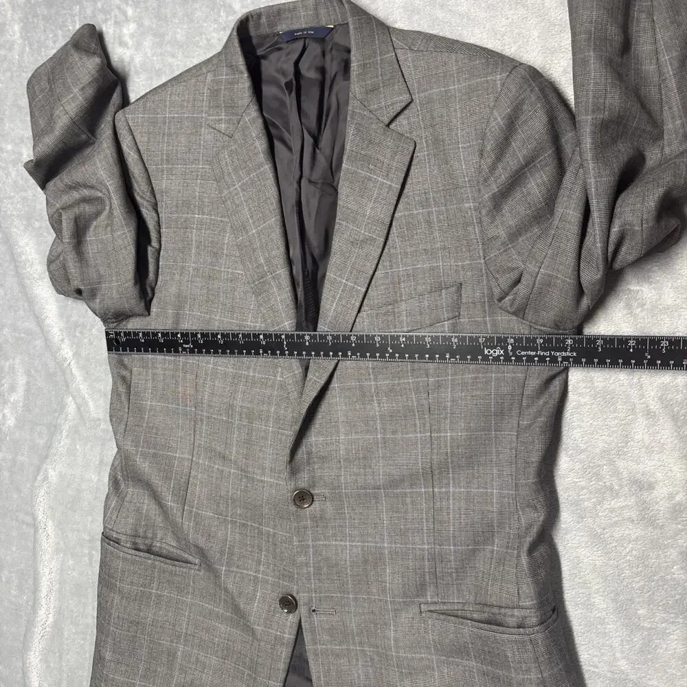 Brooks Brothers 1818 Fitzgerald Saxxon Blazer Mens 39R Grey Wool Check Suit